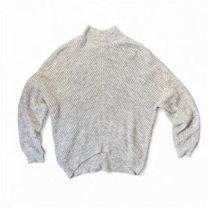 Vince Camuto Mock Neck Knit Sweater Light Gray Womens Size Medium Cozy Pullover